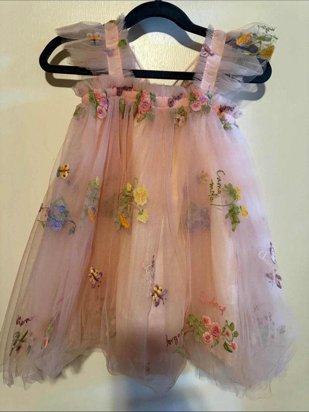 Toddler Pink Floral Tulle Fairy Dress with Wings - Picture 3 of 5